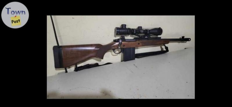 Photo of Ruger 450 bushmaster scout walnut with vortex2.5-10×44